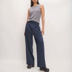 Everlane NWOT high waisted navy and white striped wide leg trousers